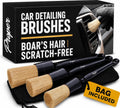 Car Detailing Brush Set - 3-Pack with Ultra Soft Boar Hair Bristles for Interior and Exterior Use
