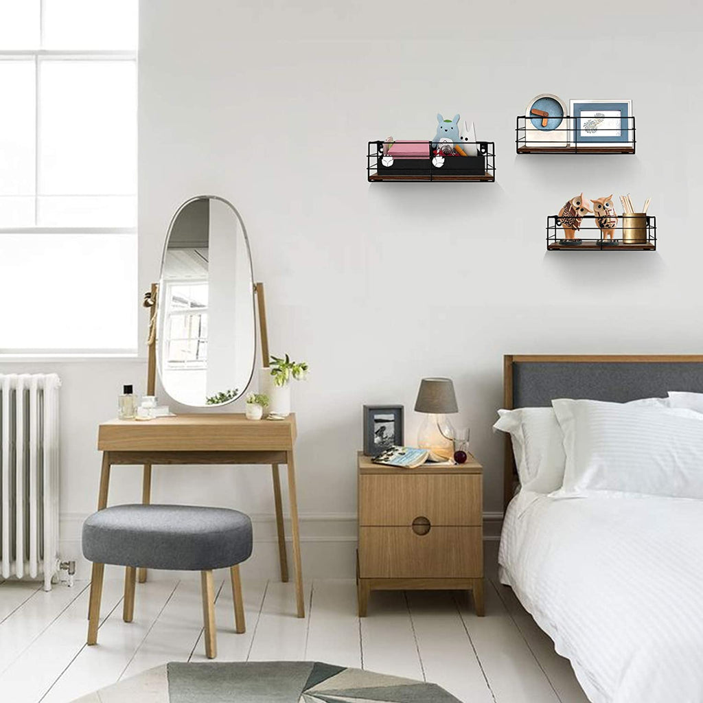 Wall-Mounted Floating Shelves Set of 3 for Versatile Home Storage Solutions in Bathroom, Living Room, Bedroom, and Kitchen
