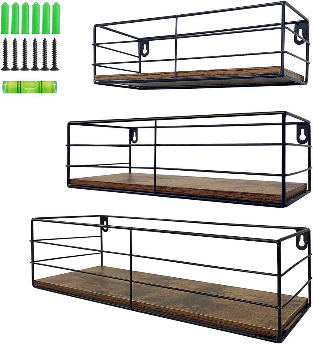 Wall-Mounted Floating Shelves Set of 3 for Versatile Home Storage Solutions in Bathroom, Living Room, Bedroom, and Kitchen