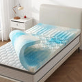 Blue Gel Memory Foam Mattress Topper for Enhanced Support and Cooling Pressure Relief, Designed for Back and Hip Pain Relief in Dorms, RVs, and Camping