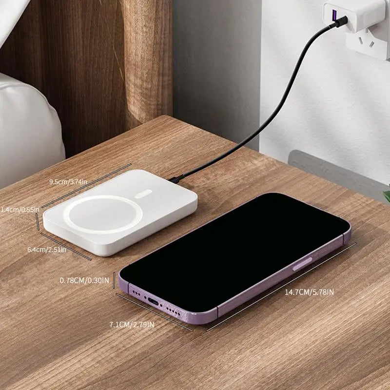 5000mAh Magnetic Power Bank - Wireless Portable Charger for iPhone 12-17 Series, Compatible with MagSafe Cases by Sohochic