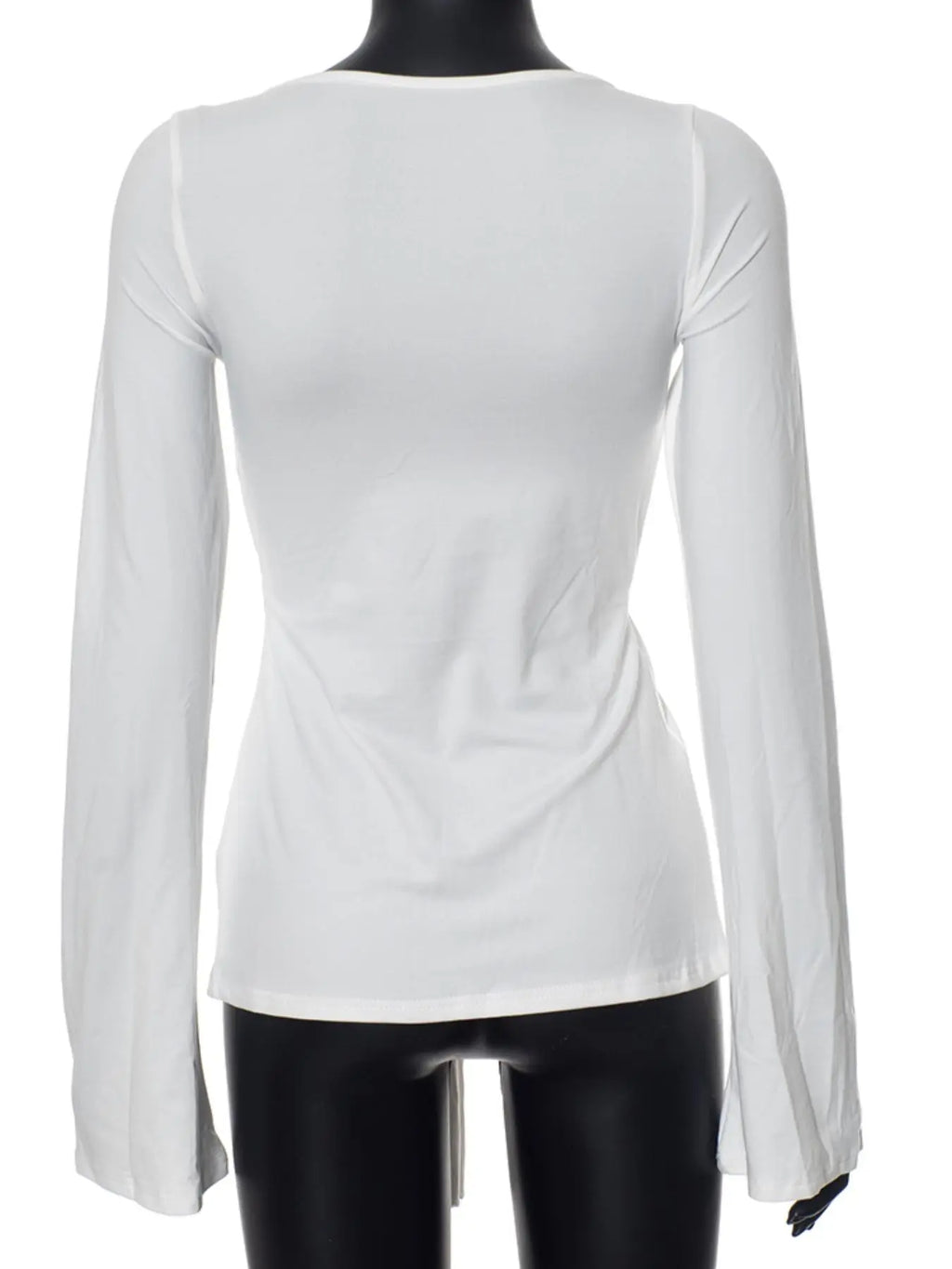 Women's Solid Knot Front Split Hem Long Sleeve Tee - Casual Chic Sweetheart Neck T-Shirt for Fall Daily Wear