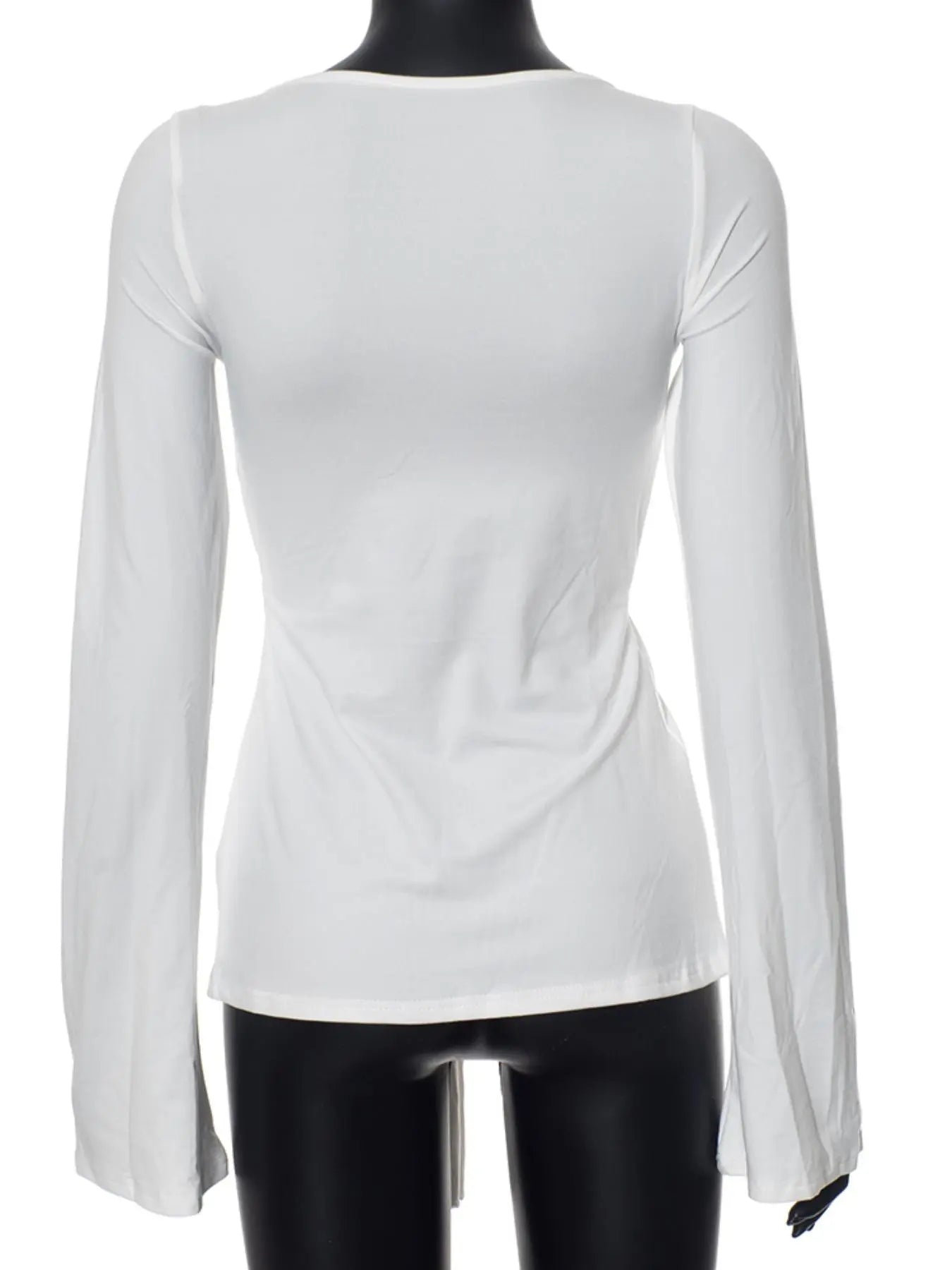 Women's Solid Knot Front Split Hem Long Sleeve Tee - Casual Chic Sweetheart Neck T-Shirt for Fall Daily Wear