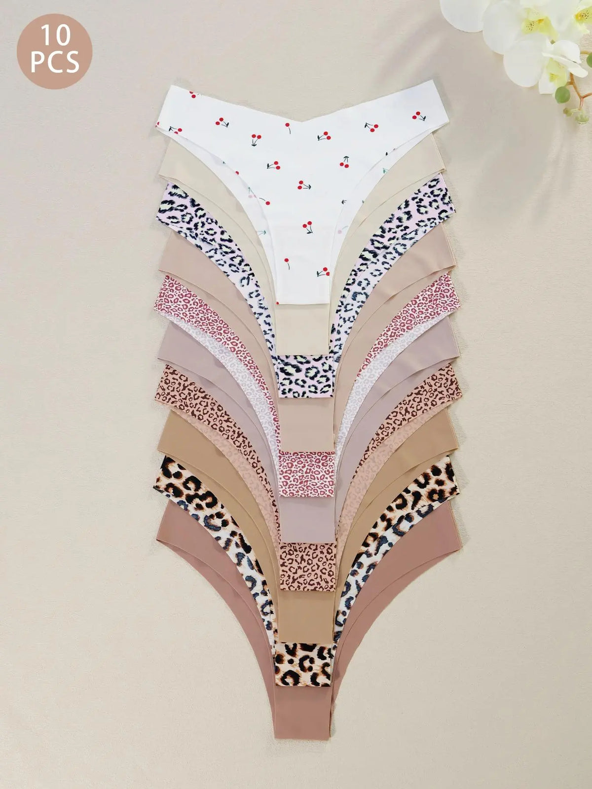 Women's Floral Heart Leopard Print Everyday Underwear Set, Available in 3 to 12 Pieces, Casual Fitted Design for All Seasons, Comfortable Lingerie and Panties