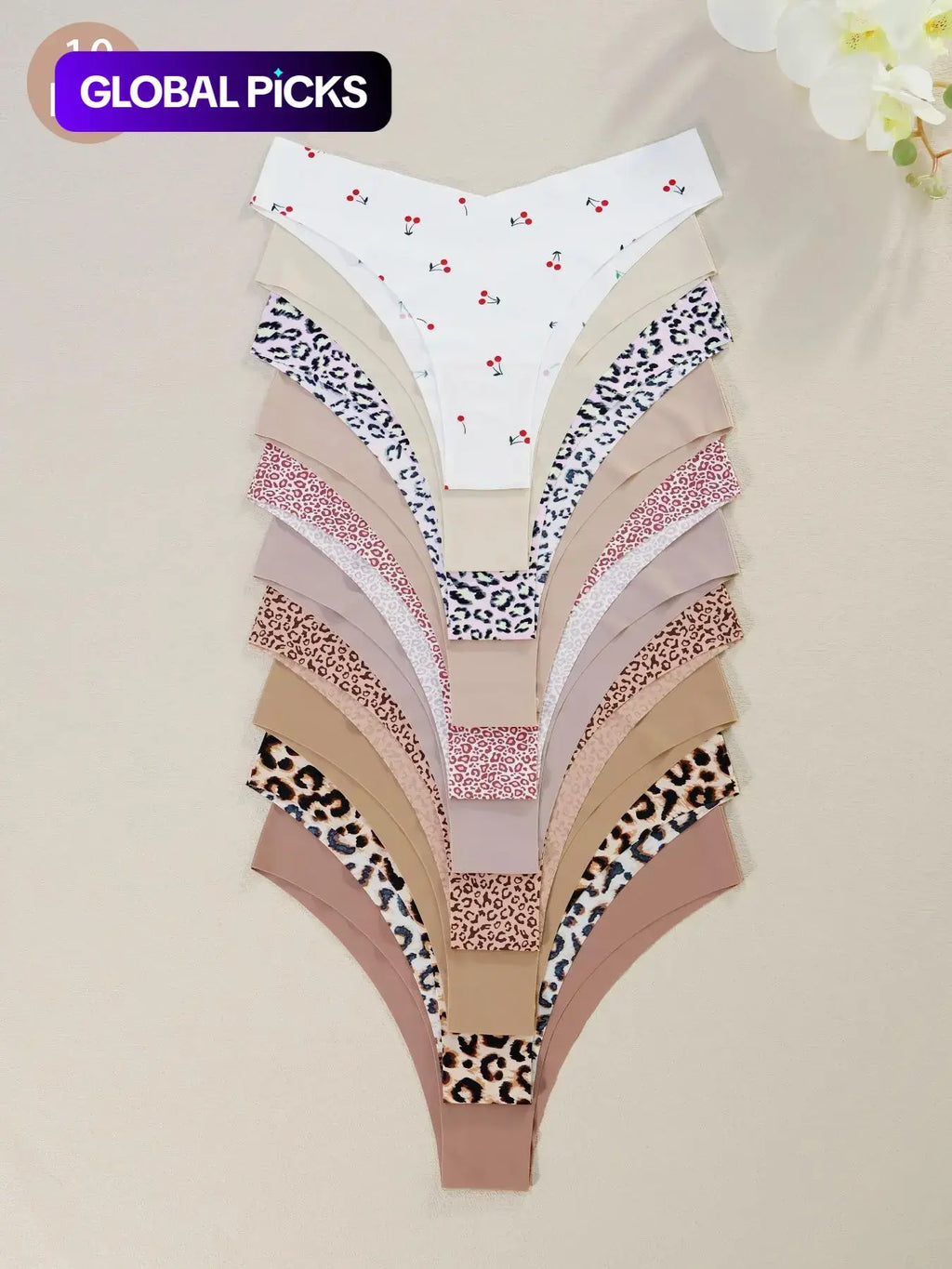 Women's Floral Heart Leopard Print Everyday Underwear Set, Available in 3 to 12 Pieces, Casual Fitted Design for All Seasons, Comfortable Lingerie and Panties