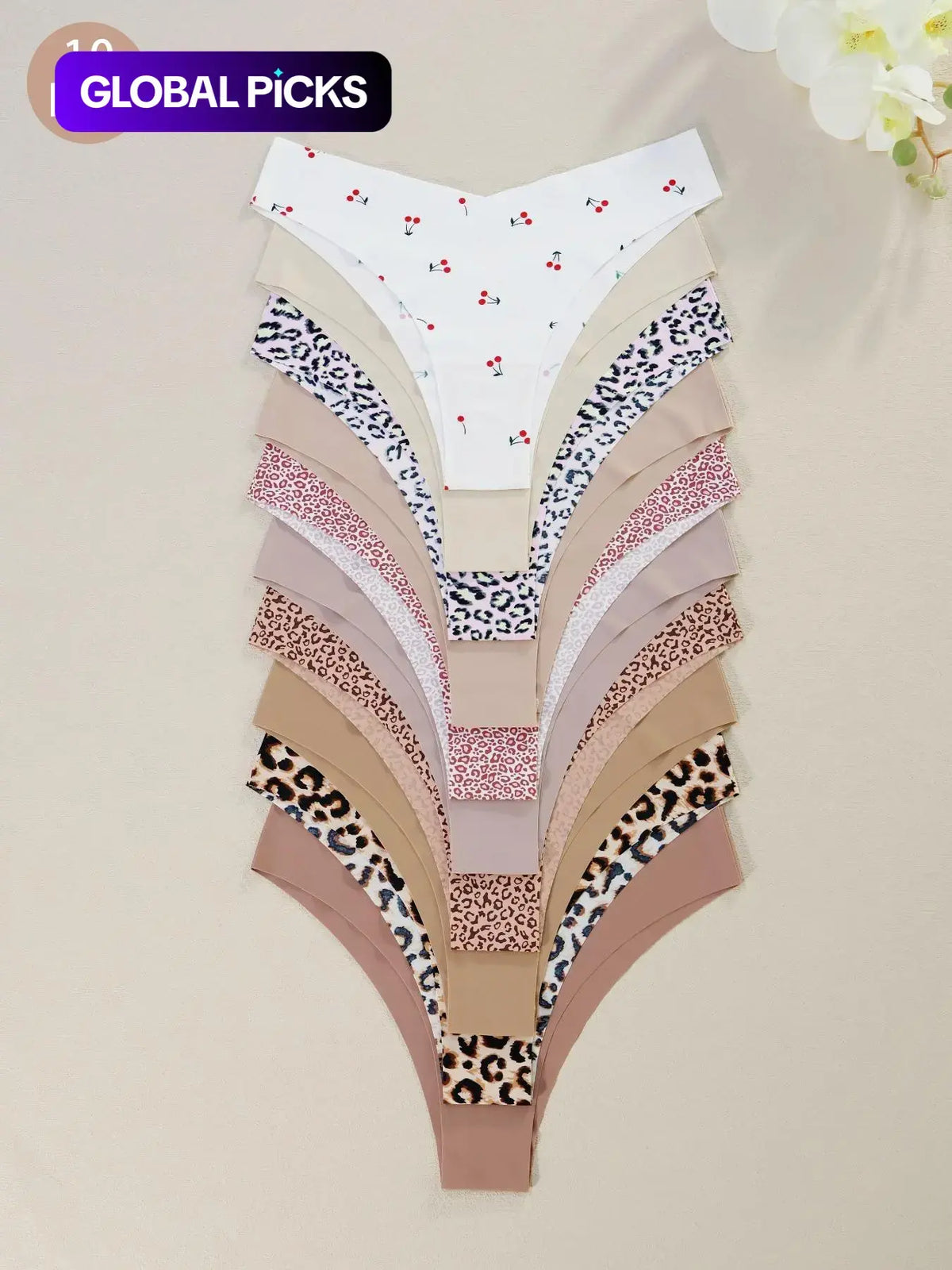 Women's Floral Heart Leopard Print Everyday Underwear Set, Available in 3 to 12 Pieces, Casual Fitted Design for All Seasons, Comfortable Lingerie and Panties