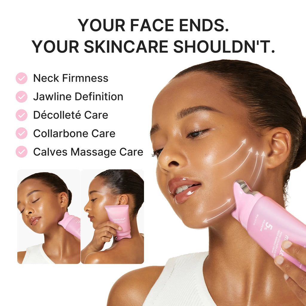 Medicube PDRN Collagen Gua Sha Neck Wrinkle Cream with Built-In Massager | Formulated with 5% Volufiline and PDRN for Firming and Contouring | Targets Fine Lines on Neck, Jawline, Décolleté, Underarms, Chest, Legs, and Shoulders | Korean Skincare Solution