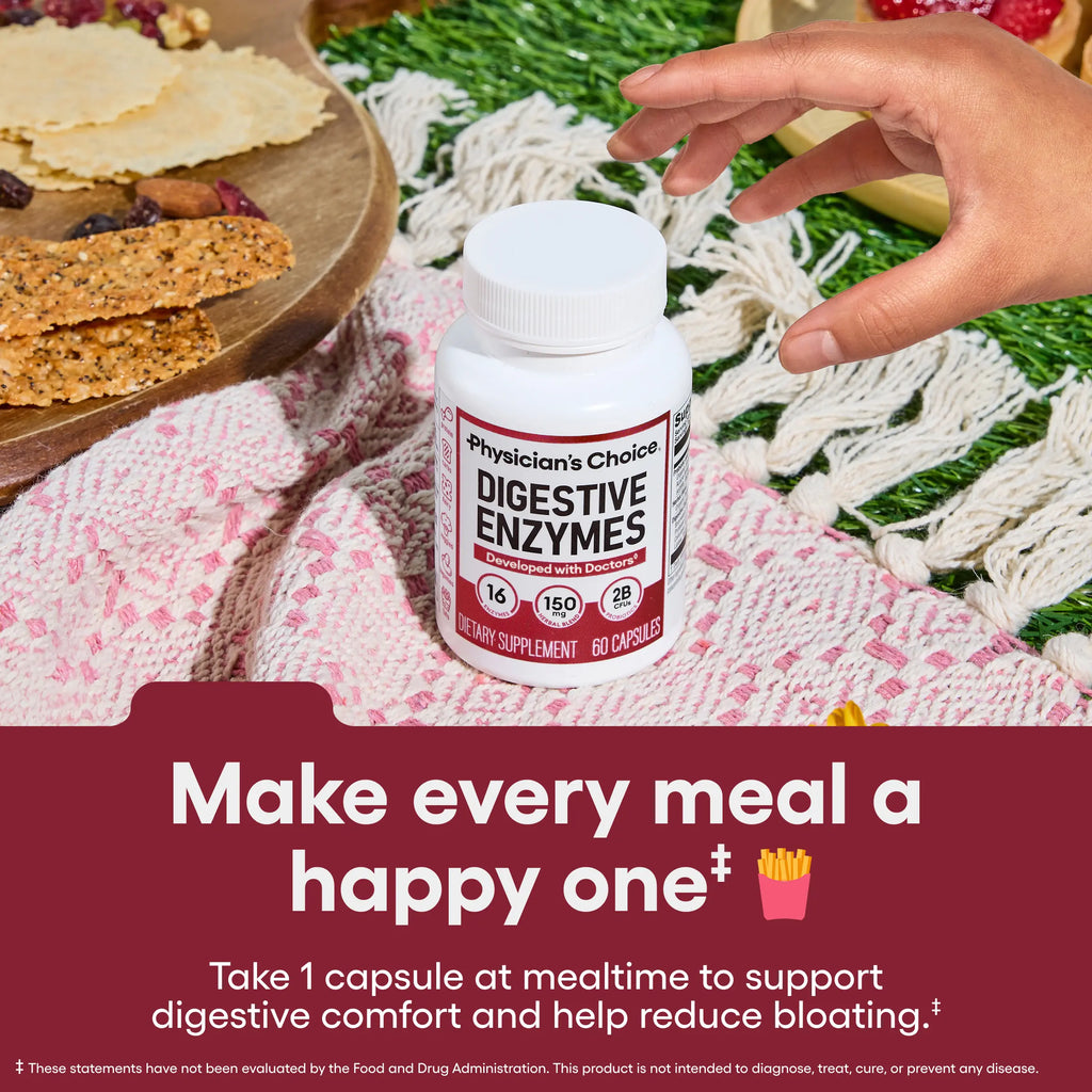 Physician's Choice Digestive Enzymes with Probiotics and Prebiotics for Bloating Relief and Gut Health Support