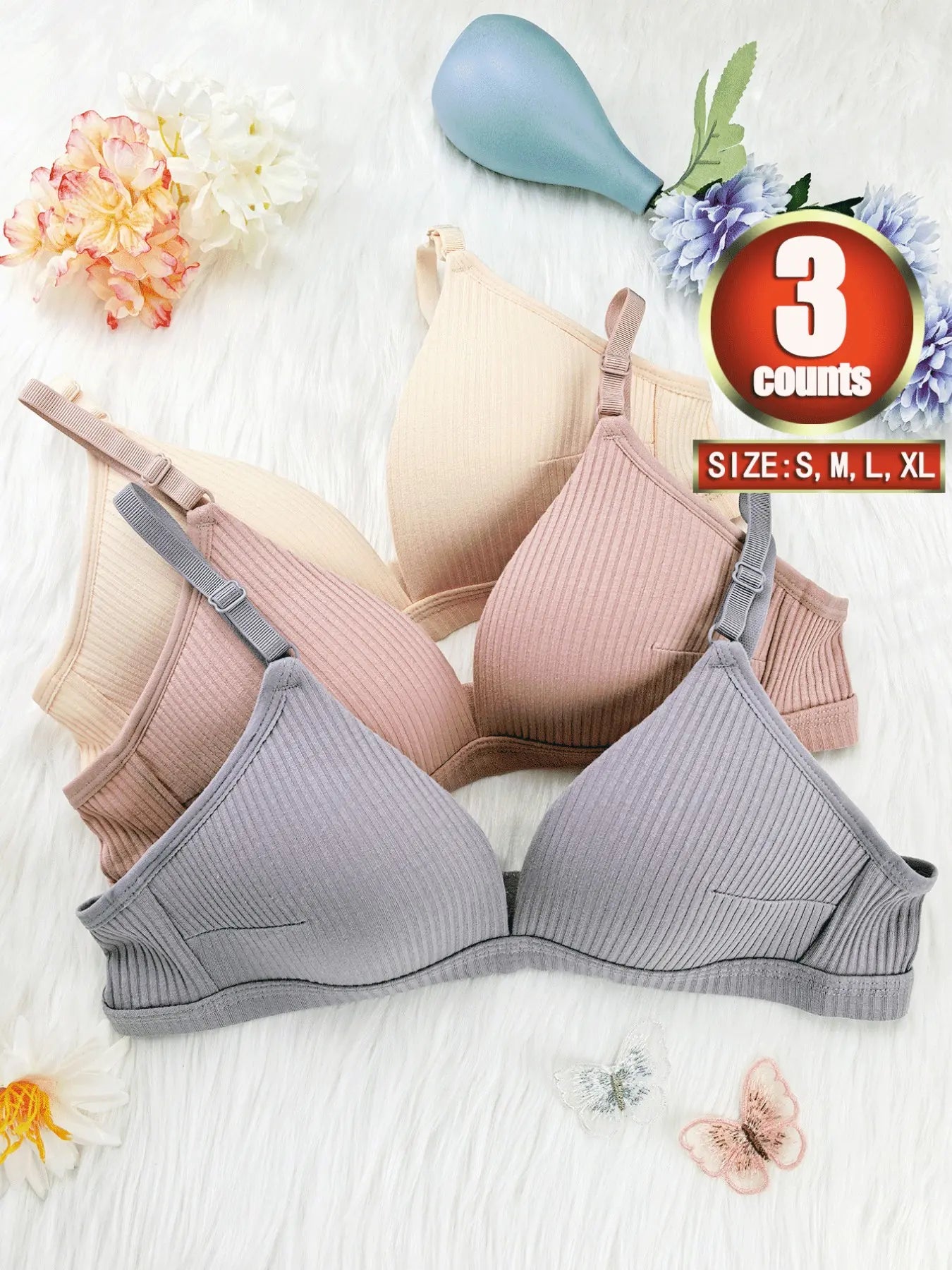 Women's Wireless Cut-Out Knit Bra with Adjustable Straps - Comfortable Everyday Lingerie for All Seasons