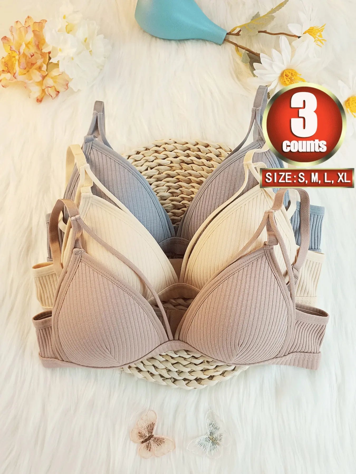 Women's Wireless Cut-Out Knit Bra with Adjustable Straps - Comfortable Everyday Lingerie for All Seasons