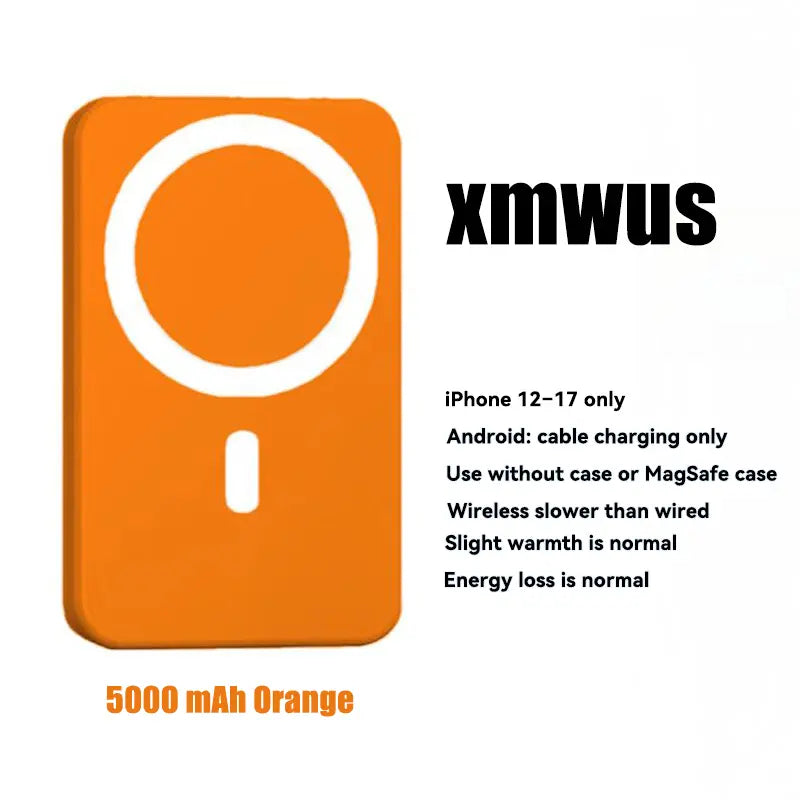 5000mAh Magnetic Power Bank - Wireless Portable Charger for iPhone 12-17 Series, Compatible with MagSafe Cases by Sohochic