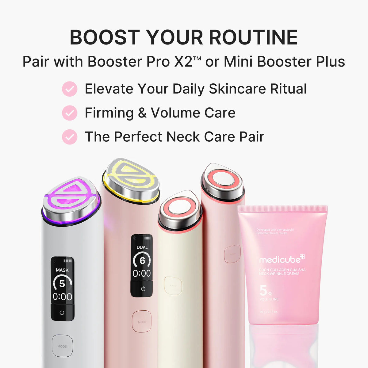 Medicube PDRN Collagen Gua Sha Neck Wrinkle Cream with Built-In Massager | Formulated with 5% Volufiline and PDRN for Firming and Contouring | Targets Fine Lines on Neck, Jawline, Décolleté, Underarms, Chest, Legs, and Shoulders | Korean Skincare Solution