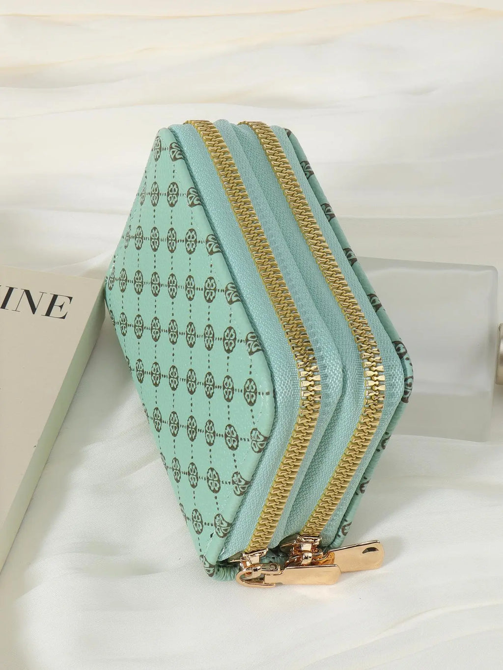 Women's Summer 2024 Retro Heart Print Double Zipper Coin Purse - Ideal Mother's Day Gift, Casual Multi-Card Holder, PU Leather Credit Card Storage Bag for Outdoor and Travel Use