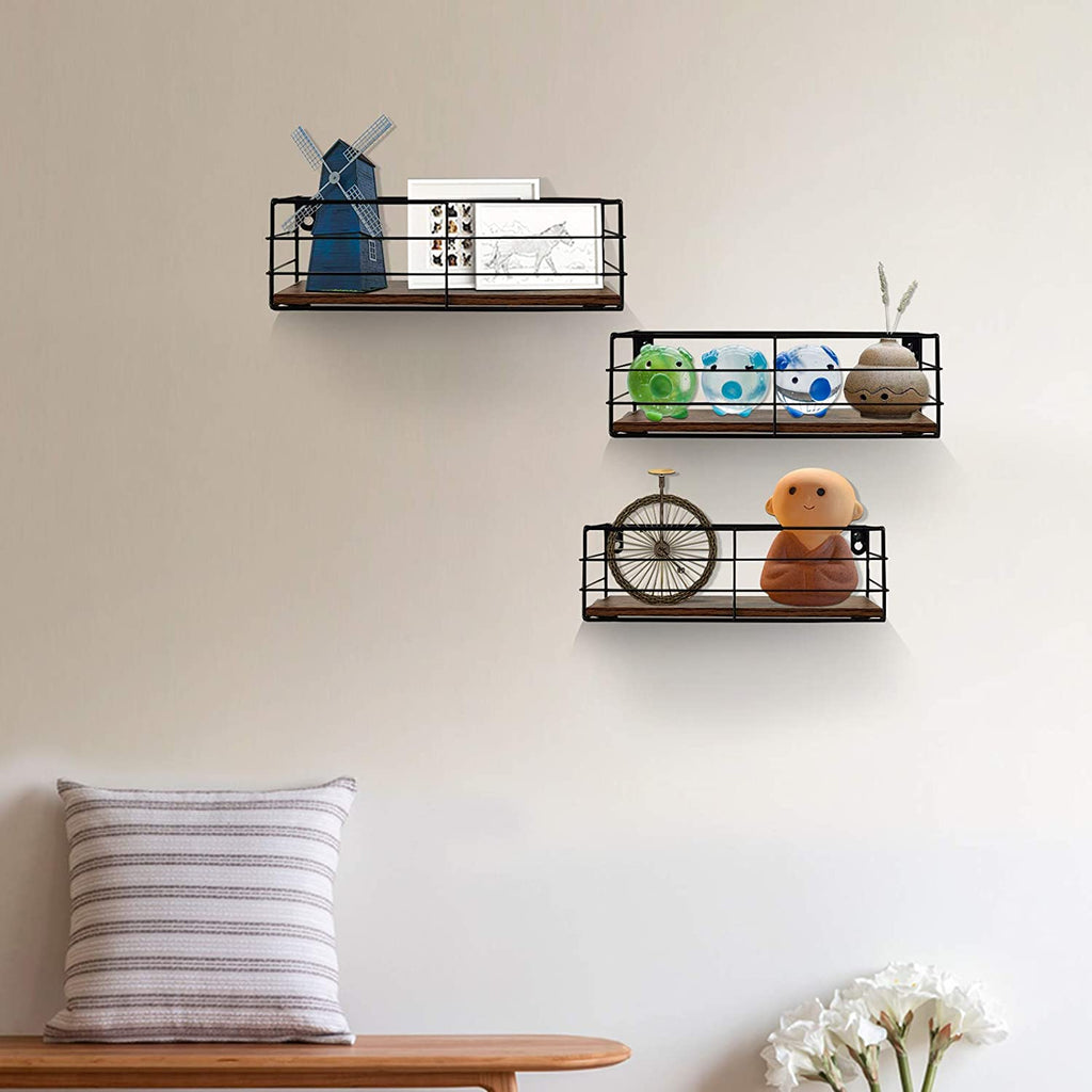 Wall-Mounted Floating Shelves Set of 3 for Versatile Home Storage Solutions in Bathroom, Living Room, Bedroom, and Kitchen