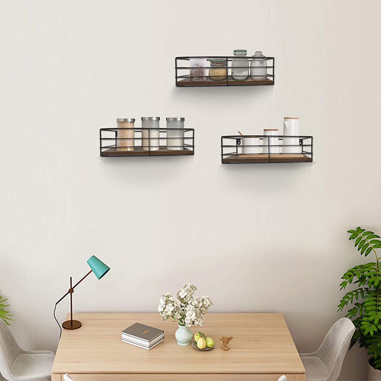 Wall-Mounted Floating Shelves Set of 3 for Versatile Home Storage Solutions in Bathroom, Living Room, Bedroom, and Kitchen