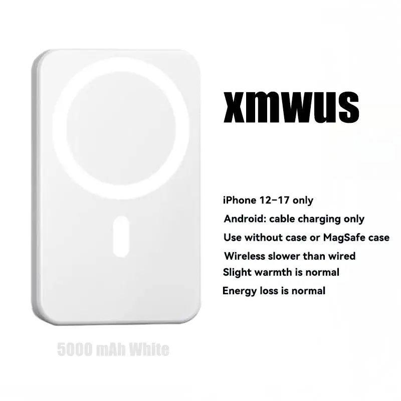 5000mAh Magnetic Power Bank - Wireless Portable Charger for iPhone 12-17 Series, Compatible with MagSafe Cases by Sohochic
