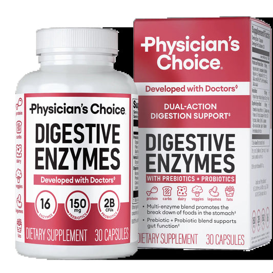 Physician's Choice Digestive Enzymes with Probiotics and Prebiotics for Bloating Relief and Gut Health Support