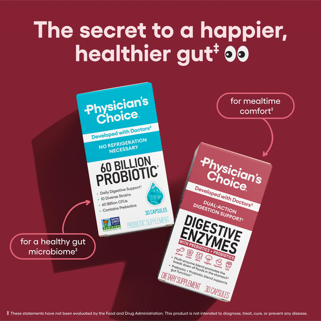 Physician's Choice Digestive Enzymes with Probiotics and Prebiotics for Bloating Relief and Gut Health Support