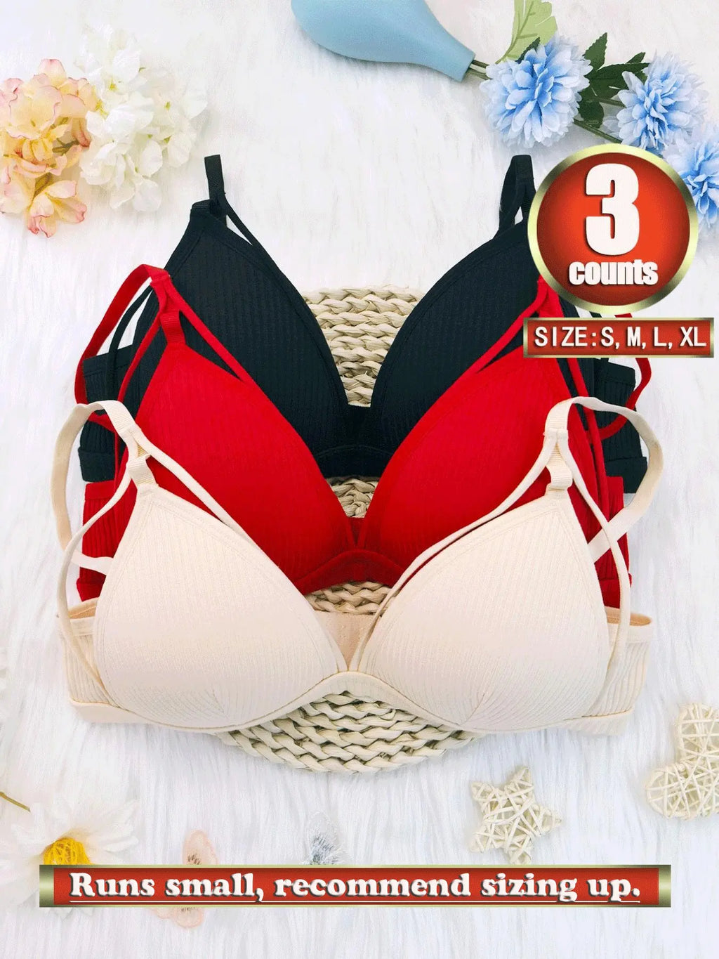 Women's Wireless Cut-Out Knit Bra with Adjustable Straps - Comfortable Everyday Lingerie for All Seasons