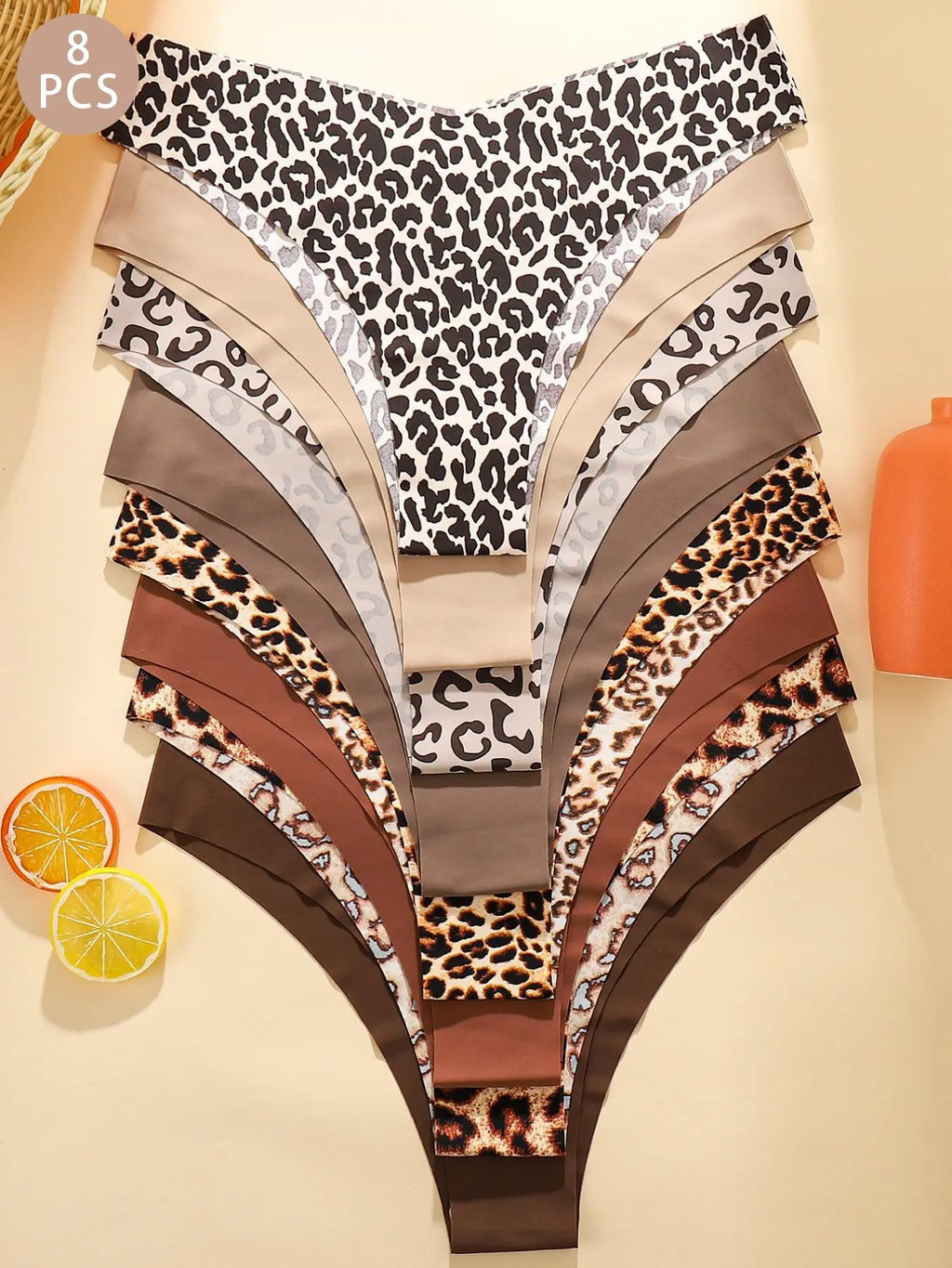 Women's Floral Heart Leopard Print Everyday Underwear Set, Available in 3 to 12 Pieces, Casual Fitted Design for All Seasons, Comfortable Lingerie and Panties