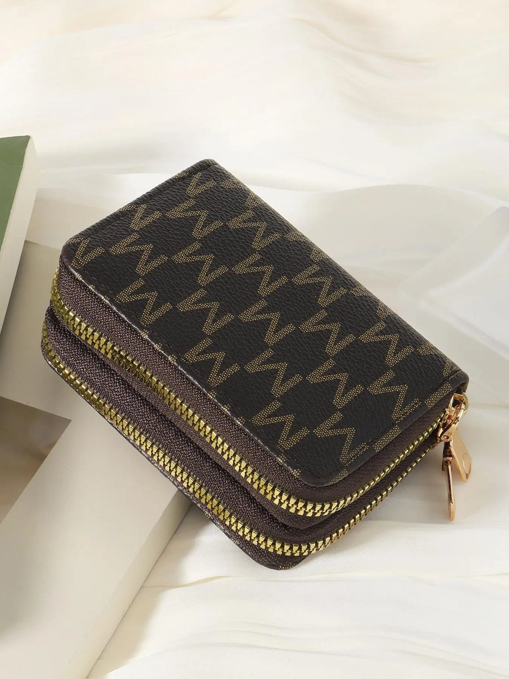 Women's Summer 2024 Retro Heart Print Double Zipper Coin Purse - Ideal Mother's Day Gift, Casual Multi-Card Holder, PU Leather Credit Card Storage Bag for Outdoor and Travel Use