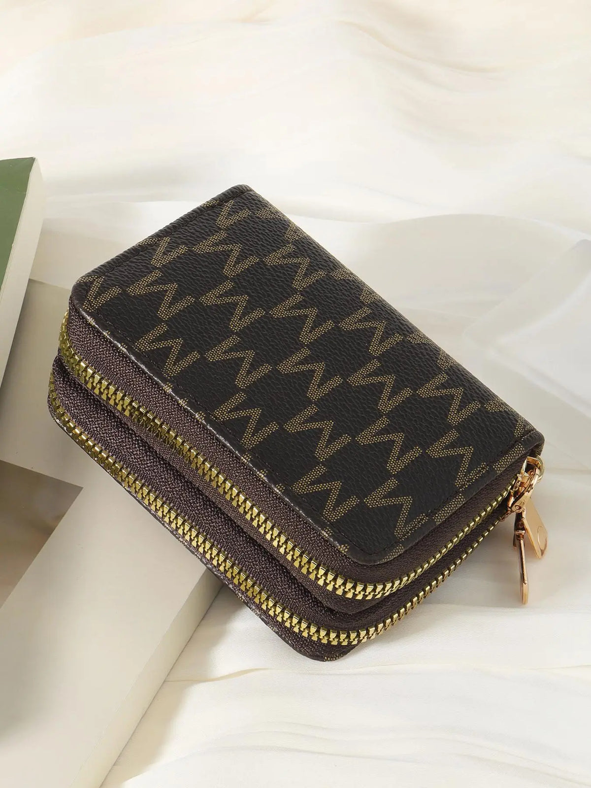 Women's Summer 2024 Retro Heart Print Double Zipper Coin Purse - Ideal Mother's Day Gift, Casual Multi-Card Holder, PU Leather Credit Card Storage Bag for Outdoor and Travel Use
