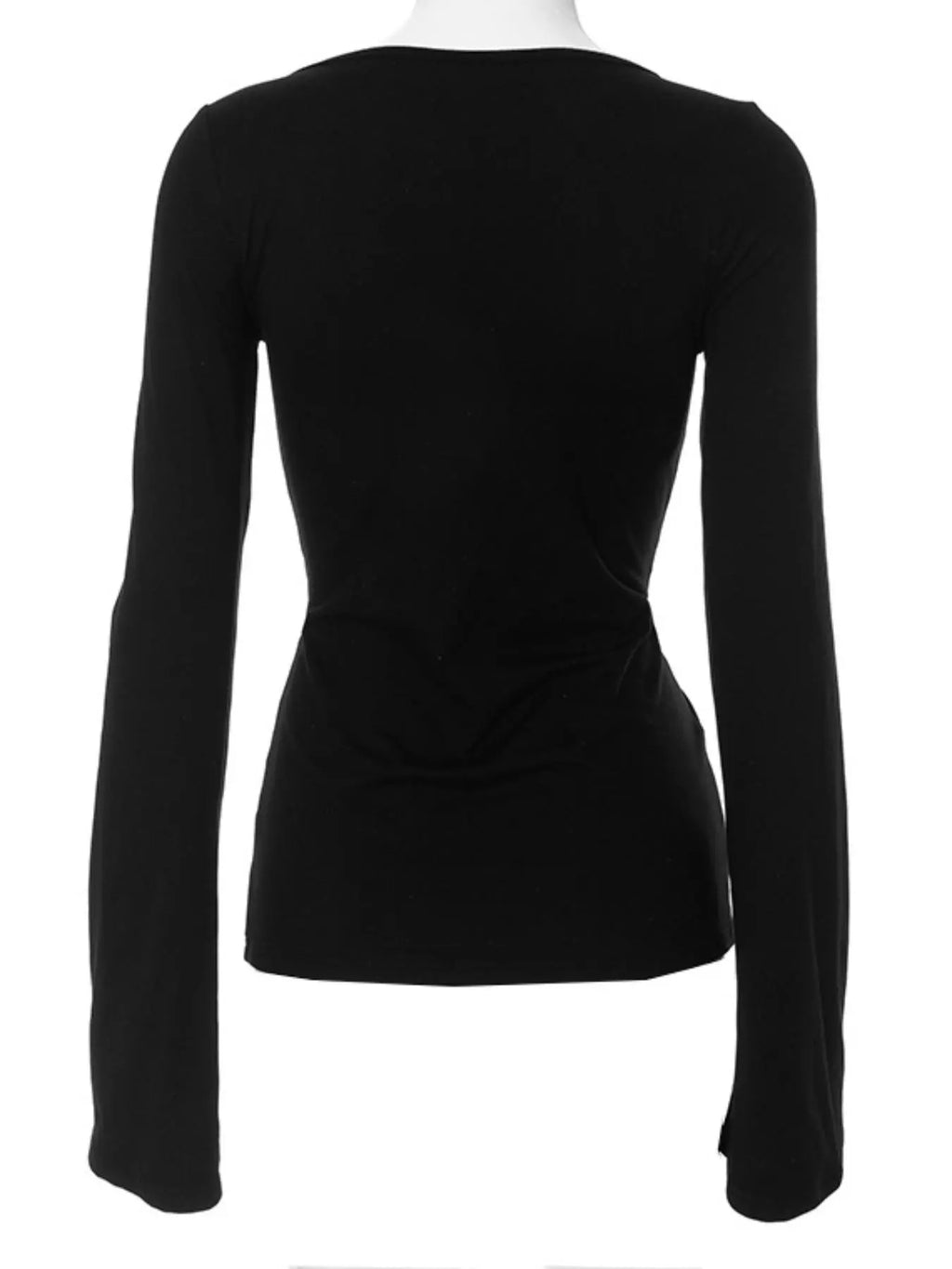 Women's Solid Knot Front Split Hem Long Sleeve Tee - Casual Chic Sweetheart Neck T-Shirt for Fall Daily Wear