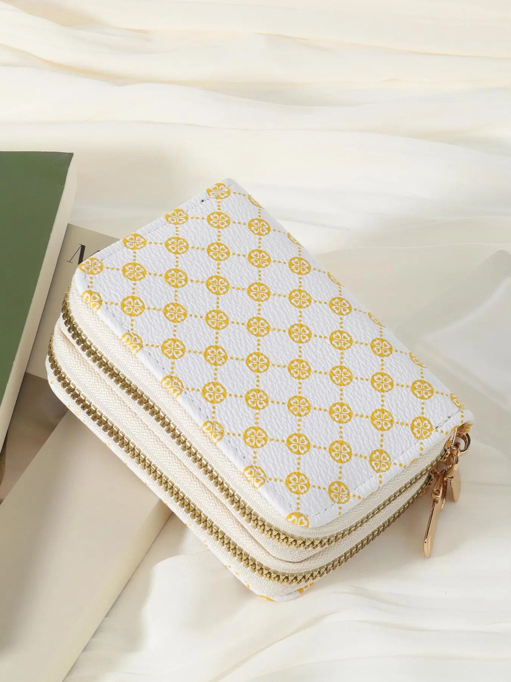 Women's Summer 2024 Retro Heart Print Double Zipper Coin Purse - Ideal Mother's Day Gift, Casual Multi-Card Holder, PU Leather Credit Card Storage Bag for Outdoor and Travel Use