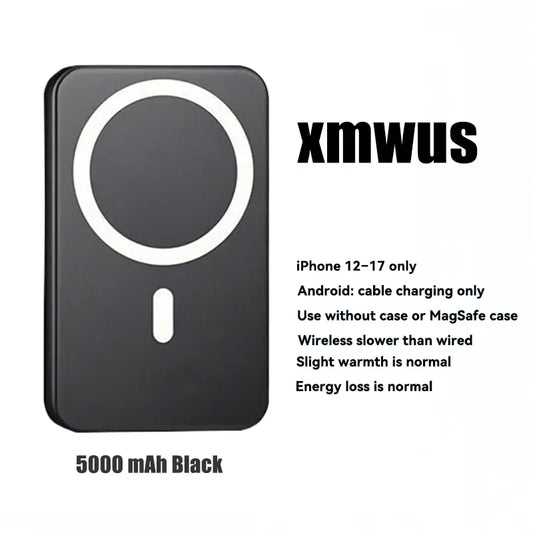 5000mAh Magnetic Power Bank - Wireless Portable Charger for iPhone 12-17 Series, Compatible with MagSafe Cases by Sohochic