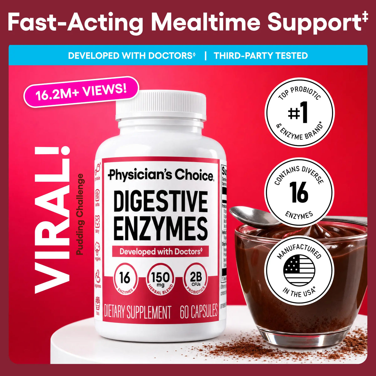 Physician's Choice Digestive Enzymes with Probiotics and Prebiotics for Bloating Relief and Gut Health Support